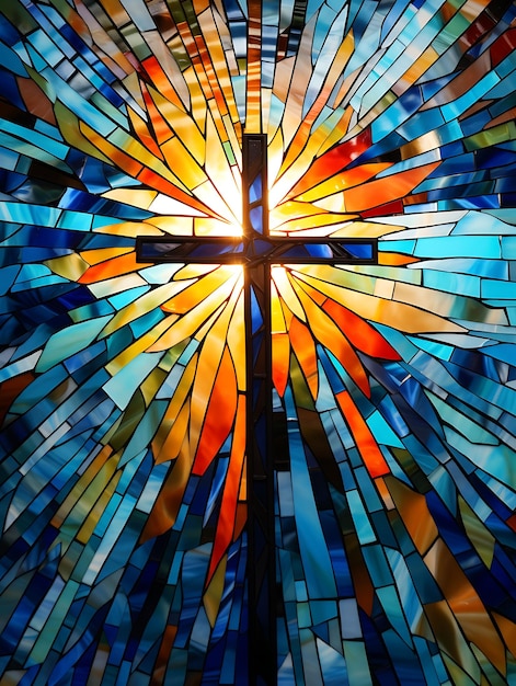 Glass Mosaic Sacred Cross and Palm Frond Mosaic Tile Art Dec Cross Palm Sunday Photo Christian Art