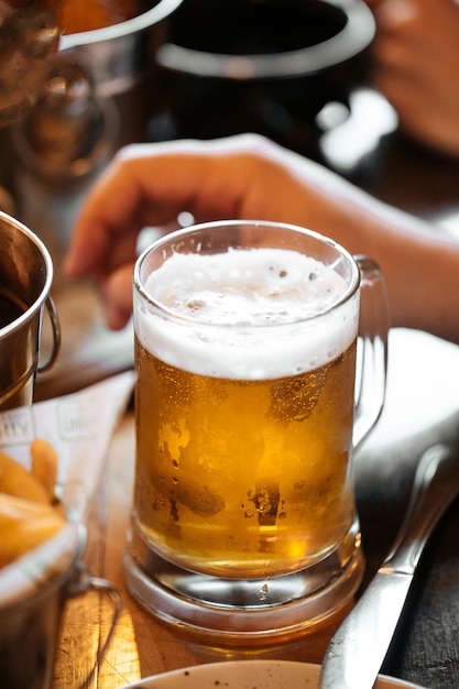 Glass mug of fresh cool beer