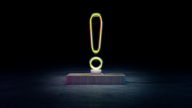 Vetro neon led punto esclamativo con illuminazione sul palco
