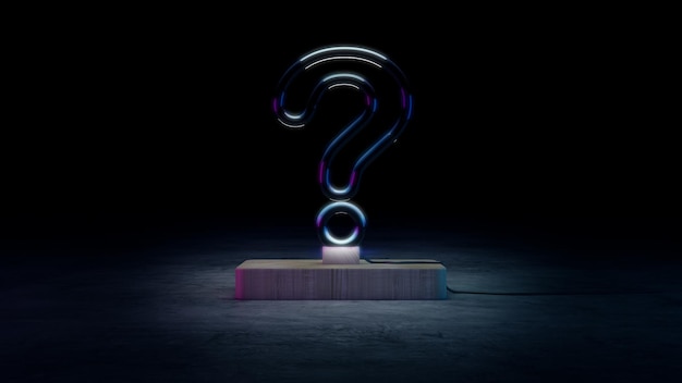 Glass Neon led Question Mark on stage