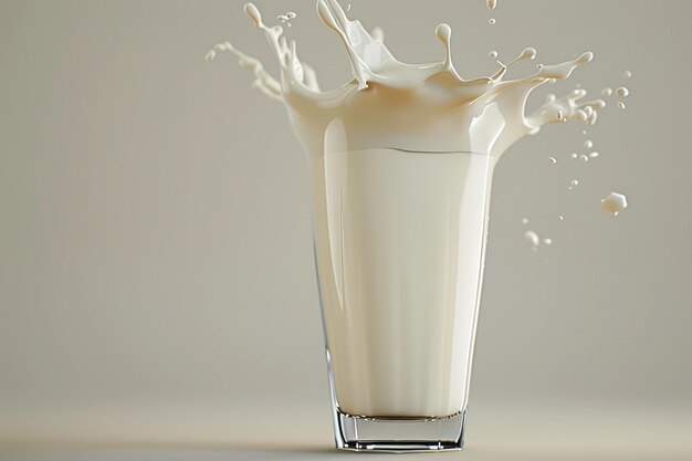 Фото Склянка молока и брызг d rendering