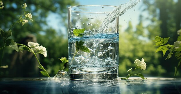 写真 水を満たす水のグラス