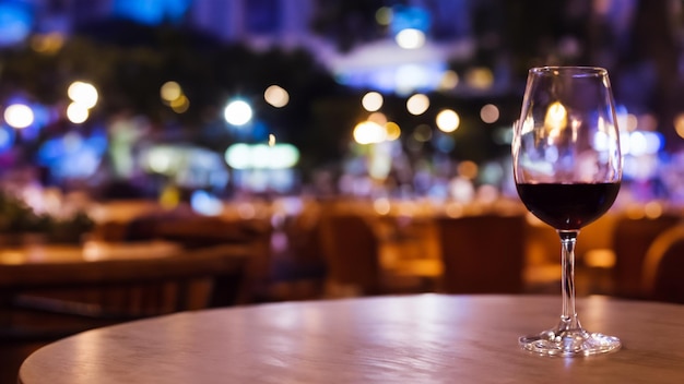 写真 ナイトカフェの背景のテーブルトップにワインのグラス ナショナル・ワイン・デー ジェネレーティブ・アイ