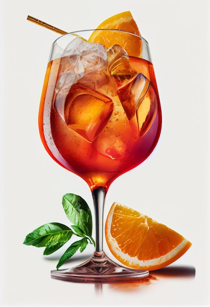 A glass of orange and basil cocktail with a slice of orange on the bottom