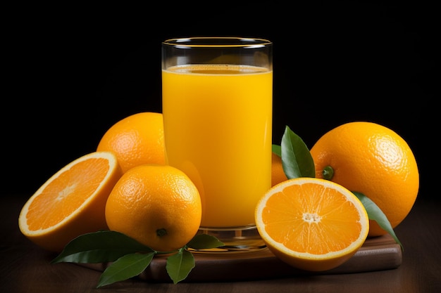 Photo a glass of orange juice next to a glass of orange juice