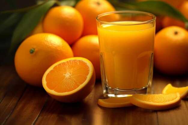 a glass of orange juice next to a glass of orange juice.