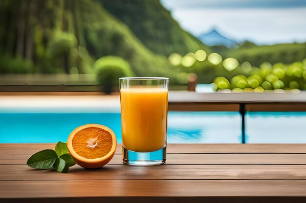 Photo a glass of orange juice next to a glass of orange juice.