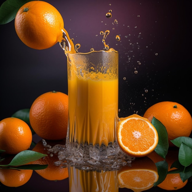 A glass of orange juice is being poured into a glass.