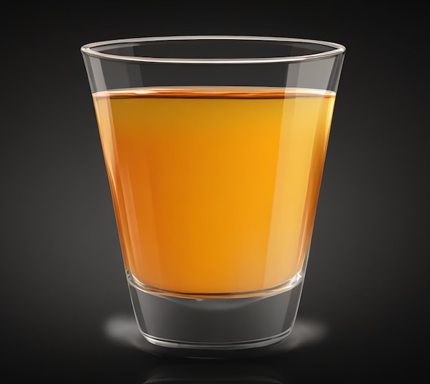 A glass of orange juice is next to a black background.