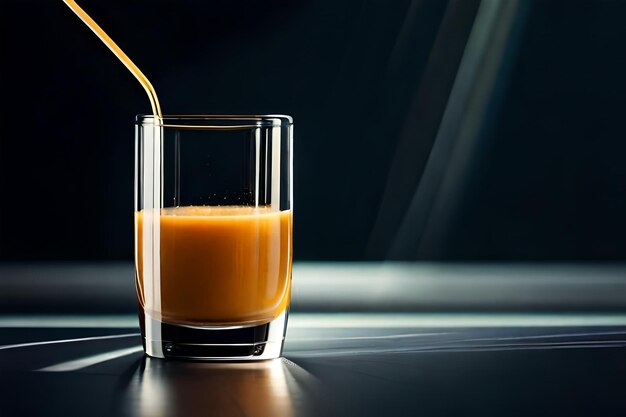 a glass of orange juice is poured into a glass.