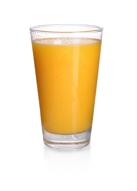 Glass of orange juice isolated on white