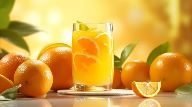 A glass of orange juice on nature background vacation relaxation concept Generated AI