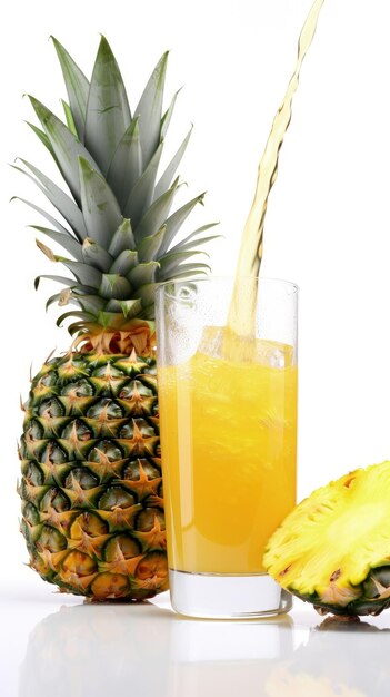 A glass of orange juice next to a pineapple generative AI