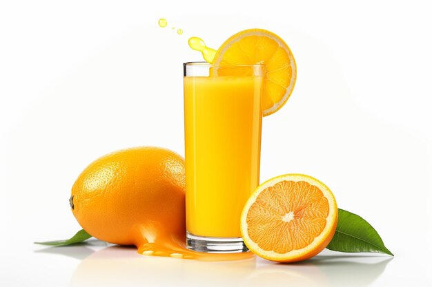 テーブル上のオレンジとオレンジでオレンジジュースのグラス
