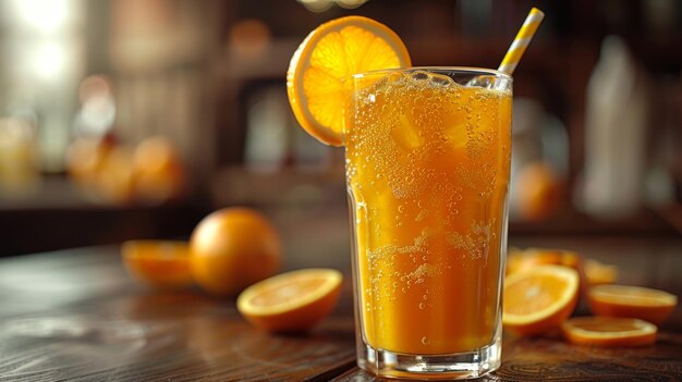 Glass of Orange Juice With Straw