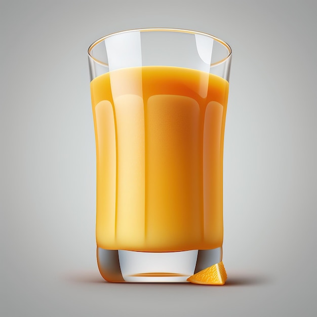 A glass of orange juice with the word orange on it