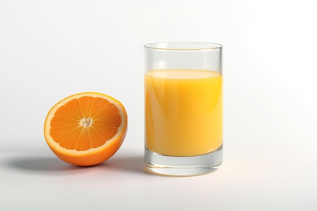 Glass Of OrangeJuice And Fresh Orange