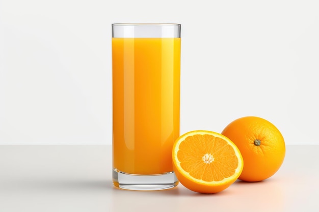 Glass Of OrangeJuice And Fresh Orange