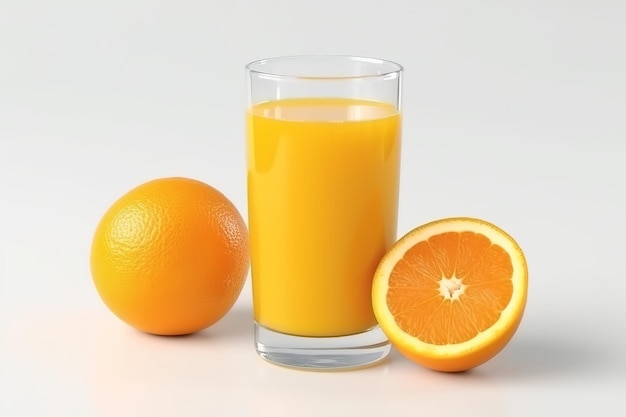 Glass Of OrangeJuice And Fresh Orange