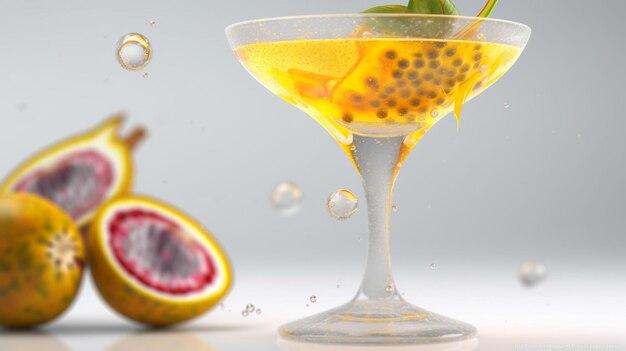 A glass of passion fruit with a splash of water.