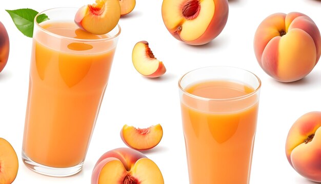 Photo glass of peach juice isolated on a white background