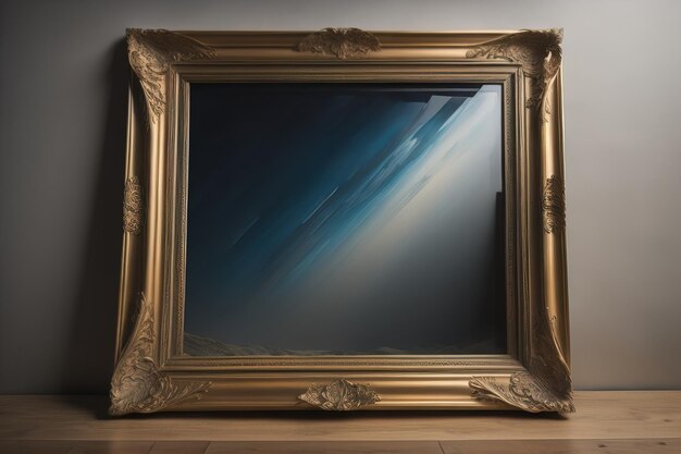 Glass picture frame on a solid color background ai generative