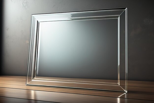 Foto cornice di vetro su uno sfondo di colore solido ai generativo