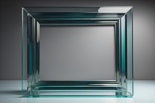 Glass picture frame on a solid color background ai generative