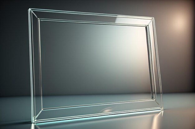 Glass picture frame on a solid color background ai generative