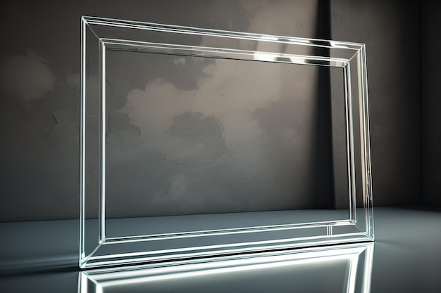 Foto cornice di vetro su uno sfondo di colore solido ai generativo