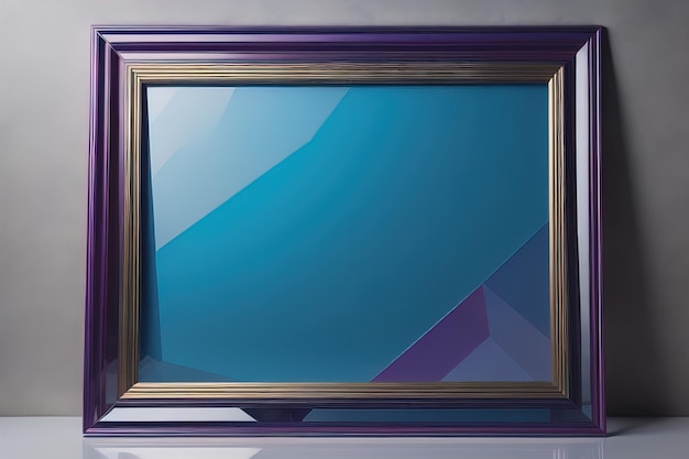 Glass picture frame on a solid color background ai generative