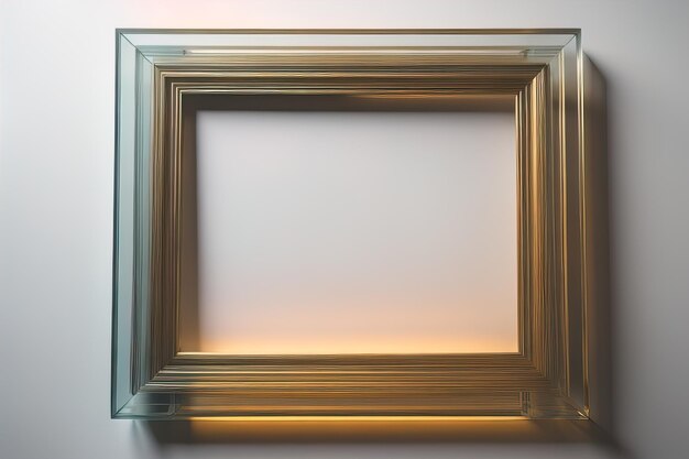 Glass picture frame on a solid color background ai generative