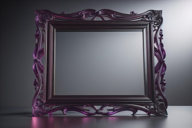 Glass picture frame on a solid color background ai generative