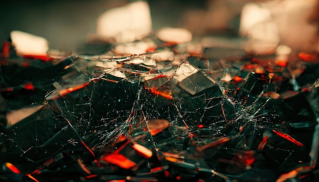 Glass pieces shattered texture broken ice red glow