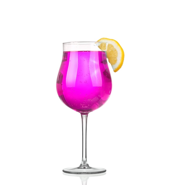 Glass of pink cocktails color isolate on white