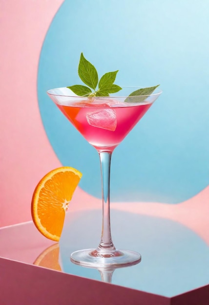 a glass of pink liquid with mint leaves and a slice of mint