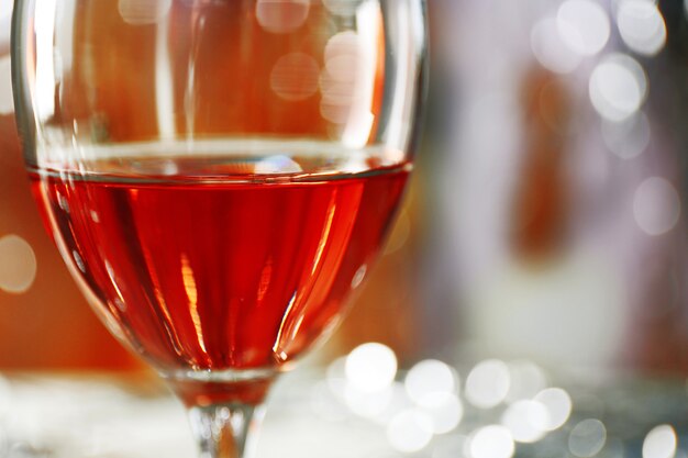 A glass of pink wine