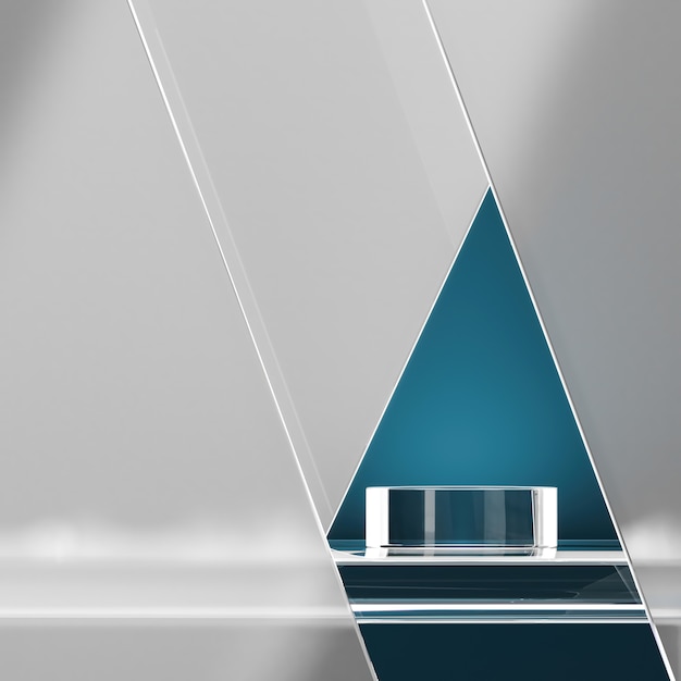 Стеклянный подиум на синем фоне абстрактный фон для презентации продукта