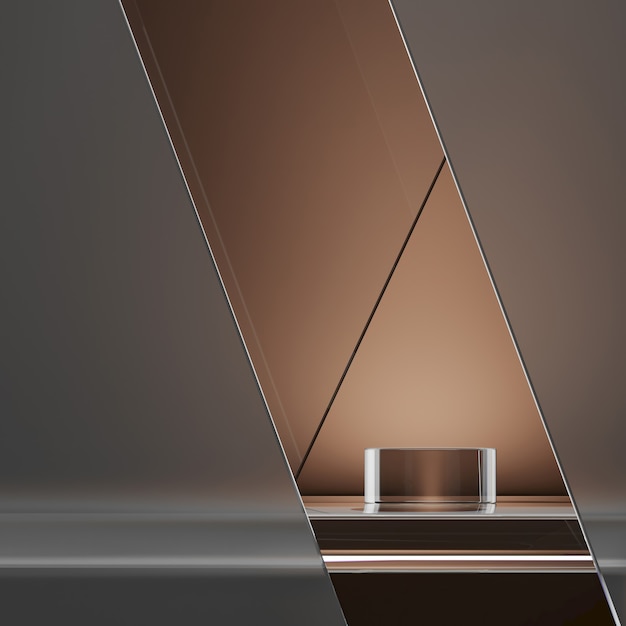 Glass podium on brown background abstract background for product presentation