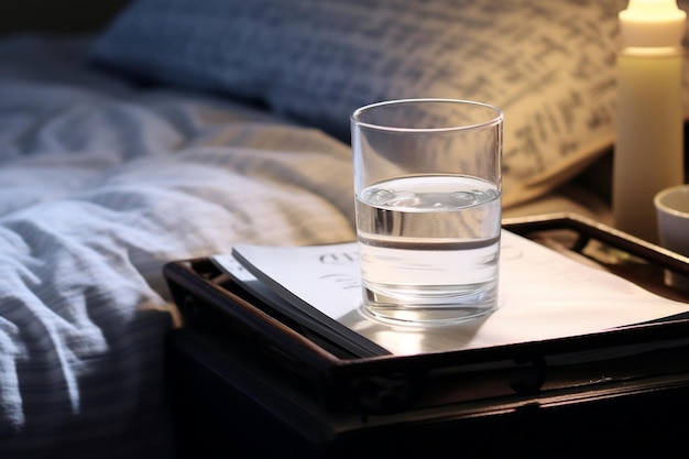 Glass of Pure Water on the Bedside Table Generative AI