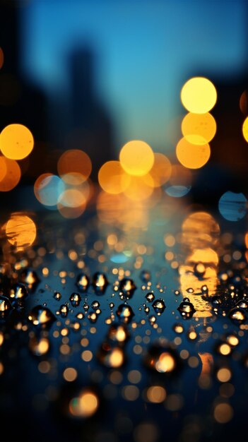 Glass raindrops blur the city at night an atmospheric backdrop vertical mobile wallpaper