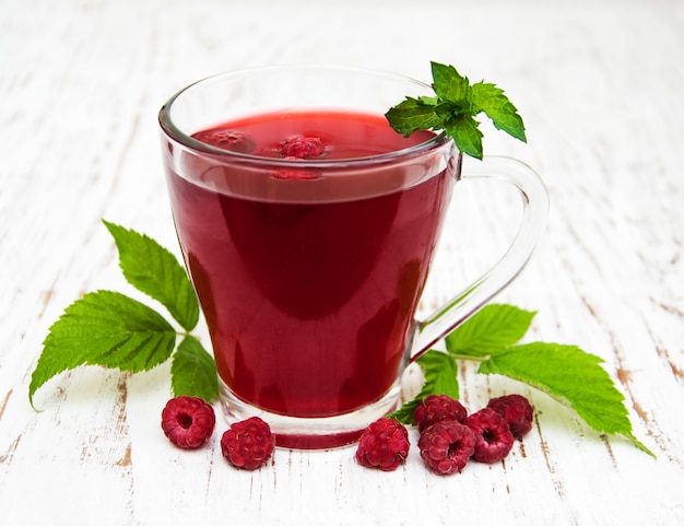 Glass of raspberry lemonade