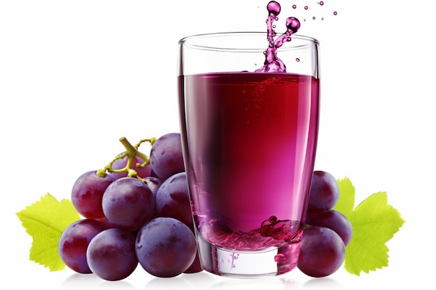 A glass of red grapes is poured into a glass.