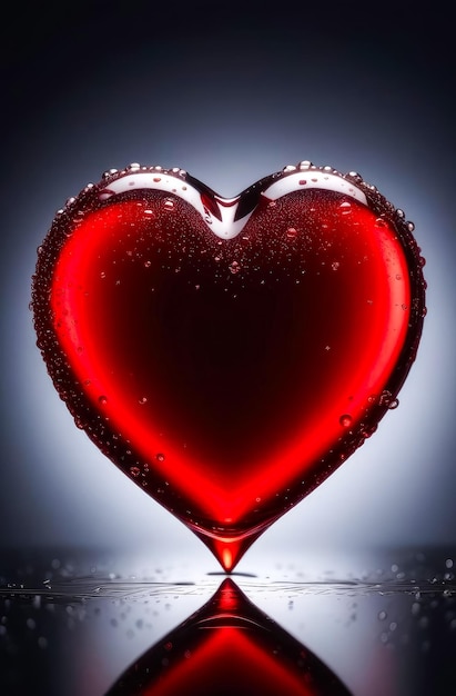 Glass red heart on a dark background Valentines Day