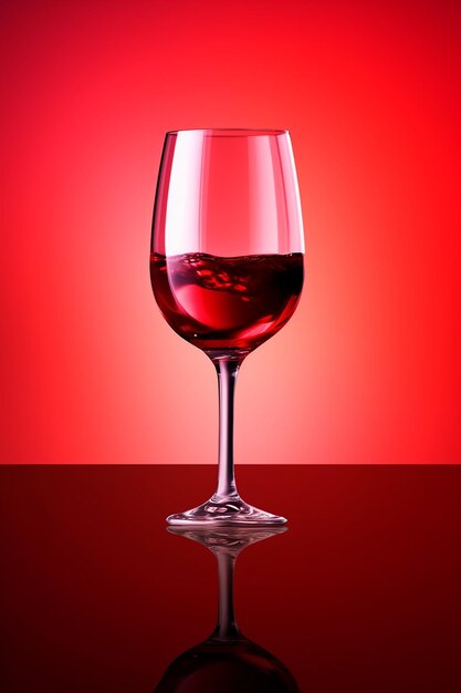 Photo a glass of red wine against a red background