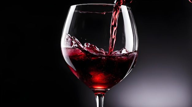 a glass of red wine is poured into a glass