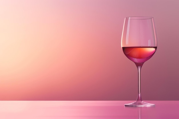 A glass of red wine is sitting on a pink background