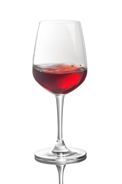 Glass of red wine isolated on white