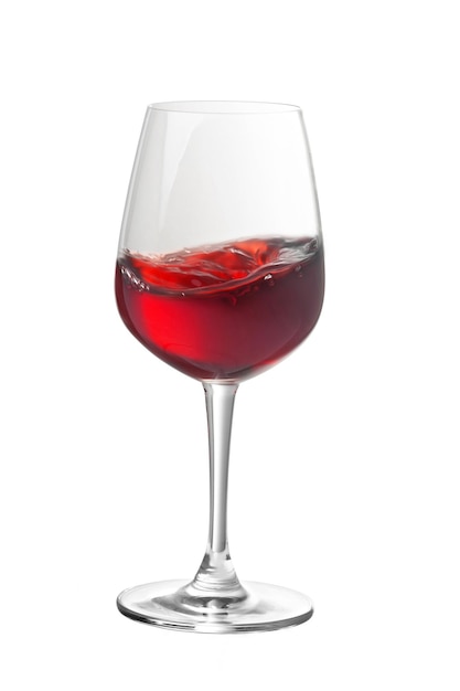 Glass of red wine isolated on white