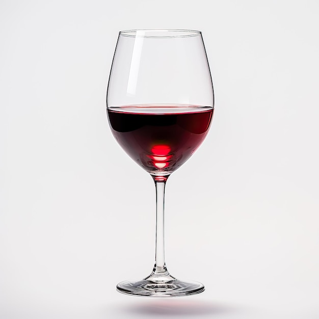 Glass of red wine side view isolated on a white background